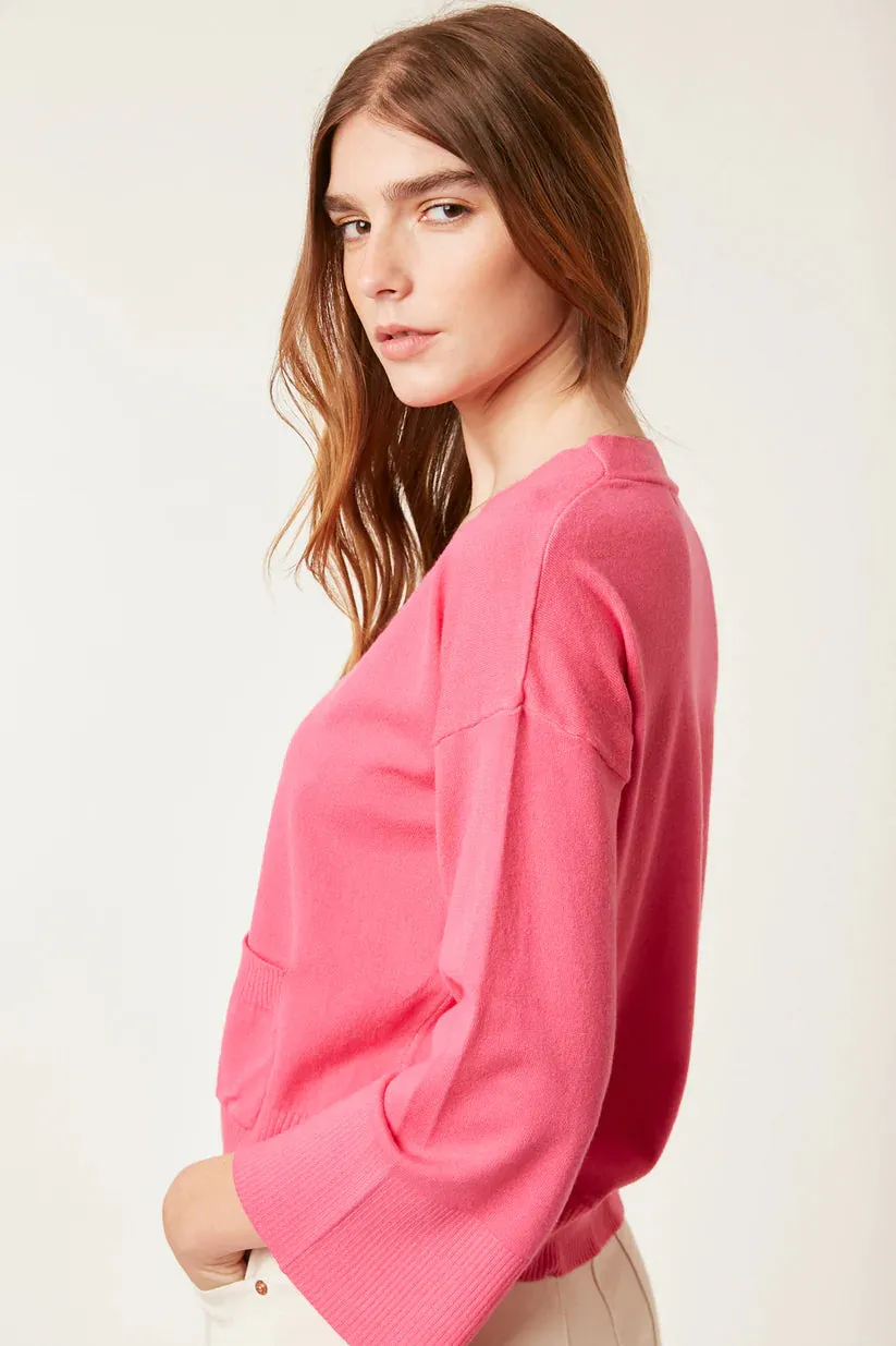 Deluc Linssy Fuchsia Cardigan Cropped Sweater