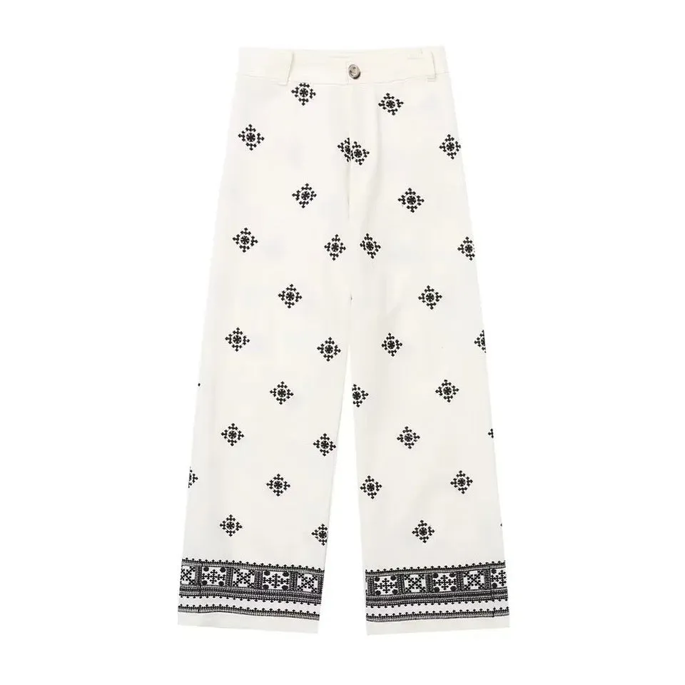 Desko Wide Leg Linen Boho Pants