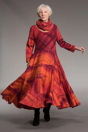 Dewani Dress Flame Shibori Hand Tie-Dyed Cotton Jersey