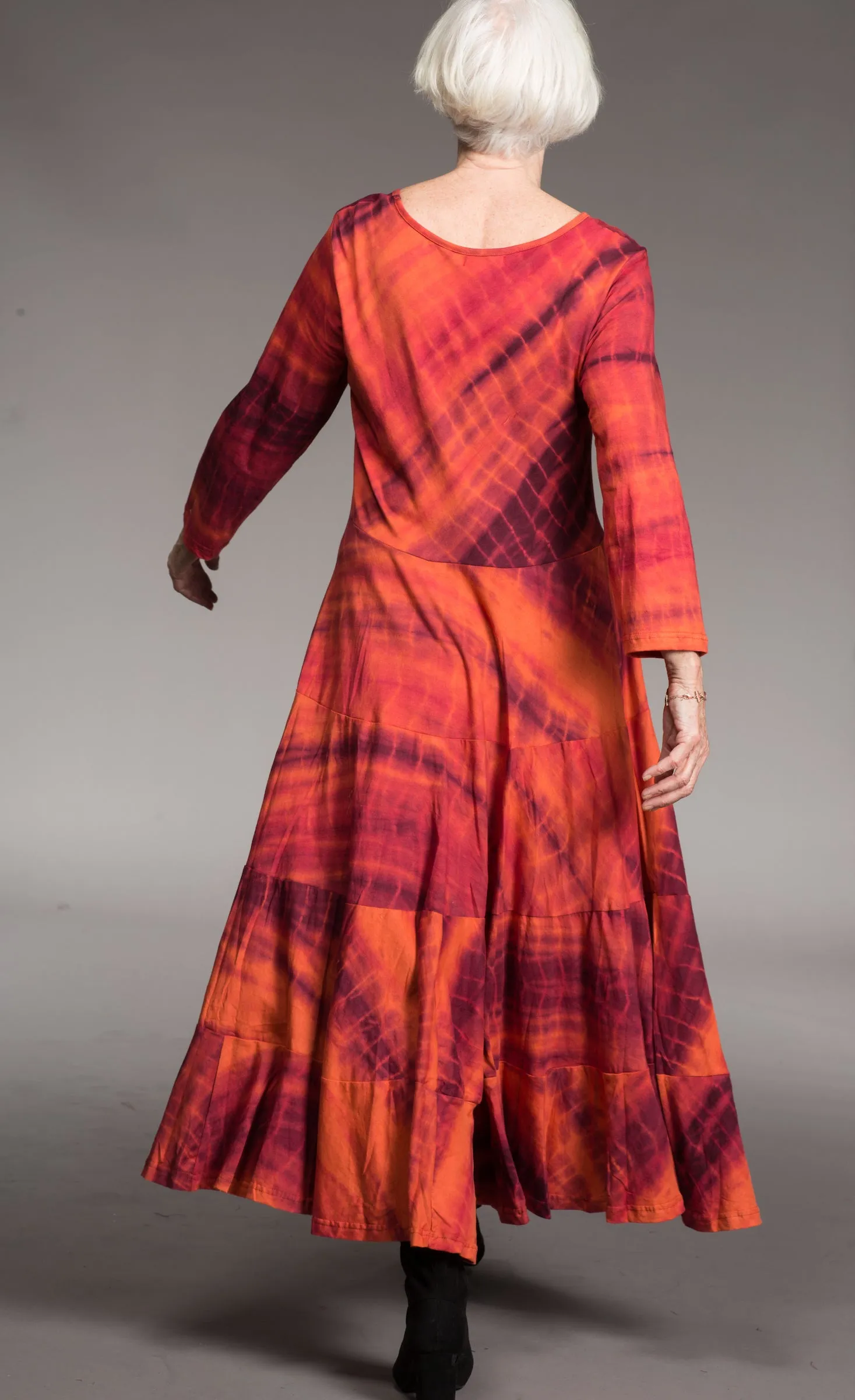 Dewani Dress Flame Shibori Hand Tie-Dyed Cotton Jersey