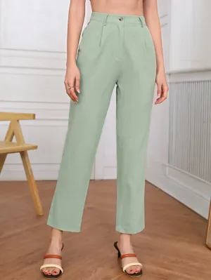 Elegant Plain High Waist Cropped Women Pants