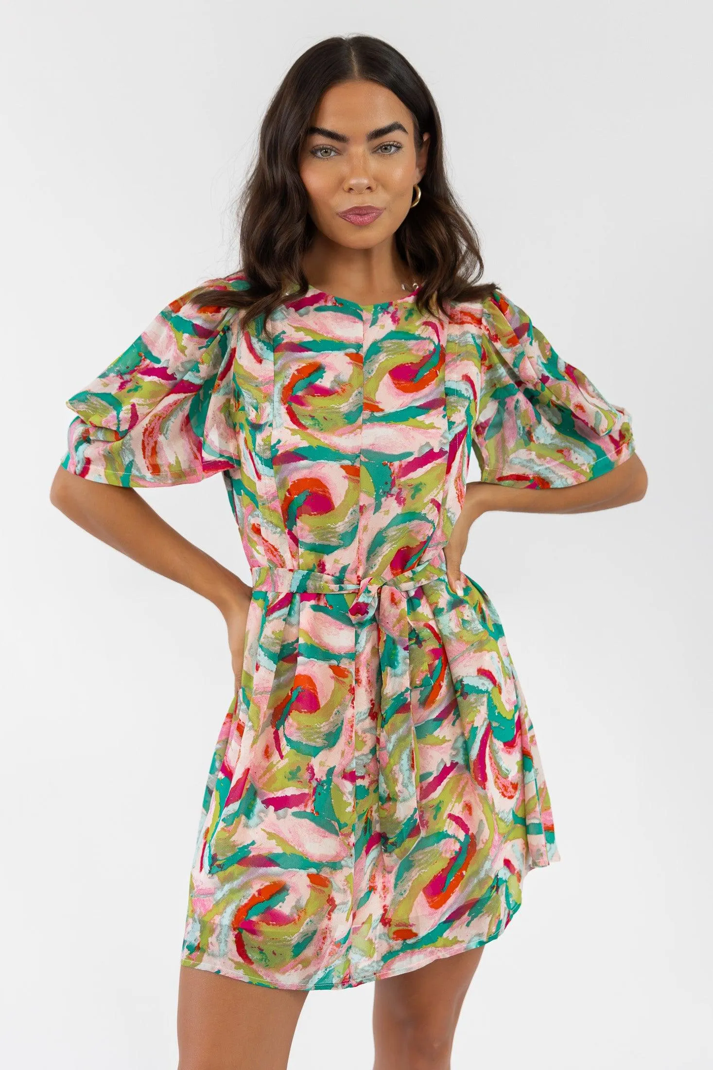 Elise Pink Abstract Mini Dress - Final Sale