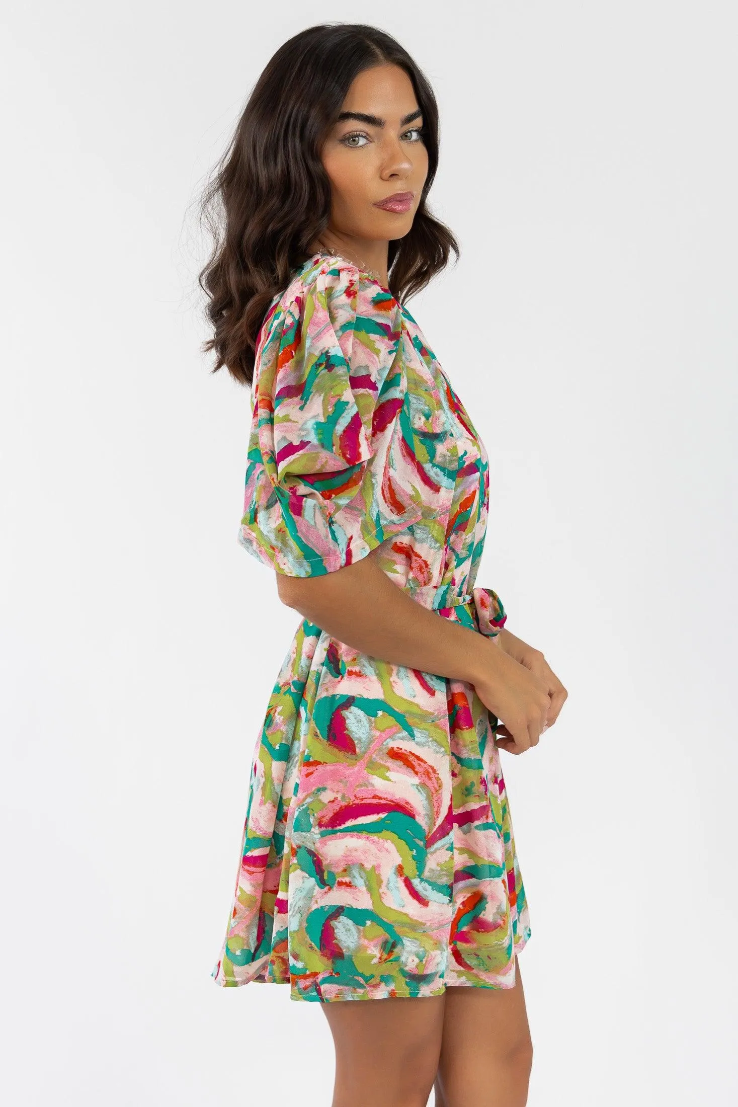 Elise Pink Abstract Mini Dress