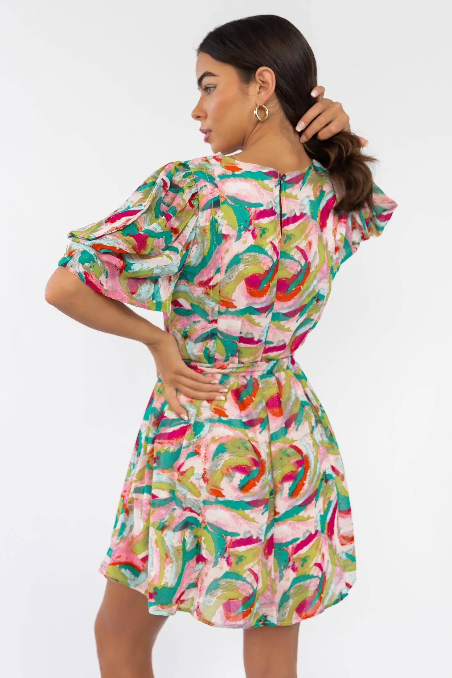 Elise Pink Abstract Mini Dress