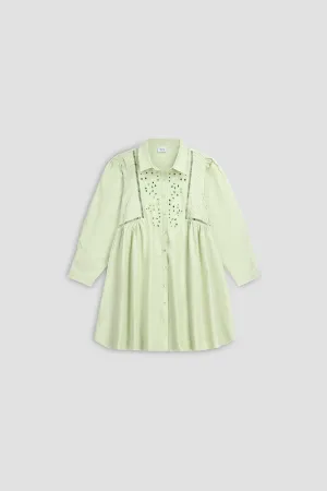 Embroiderd Midi Dress For Women - LIGHT GREEN