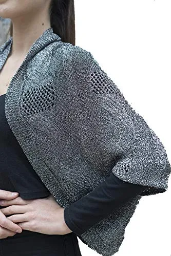 Fashion Secrets Women`s Metallic Cable Design Sweater Cardigan Poncho Shrug Bolero