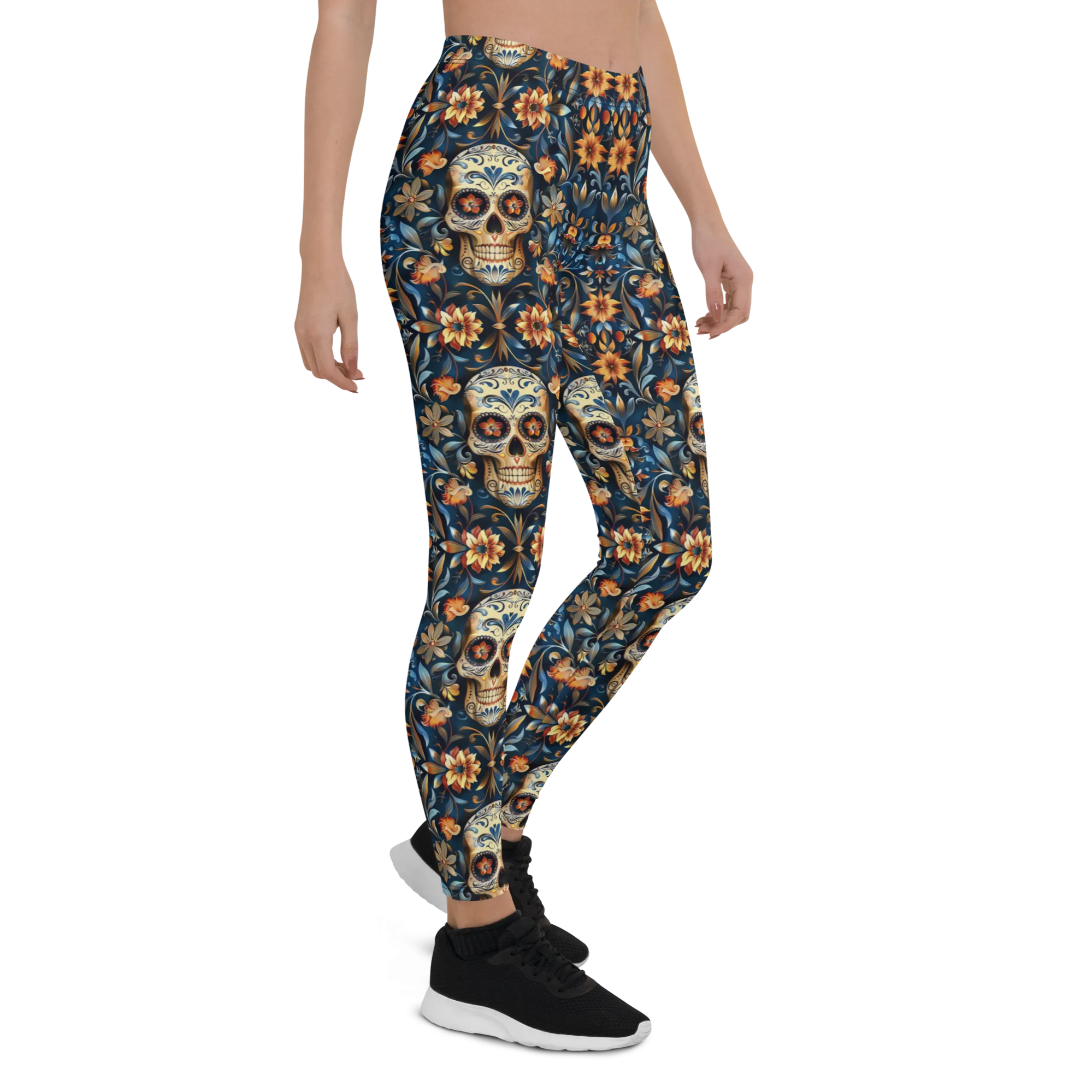 Festival Blue Sugar Skull Leggings