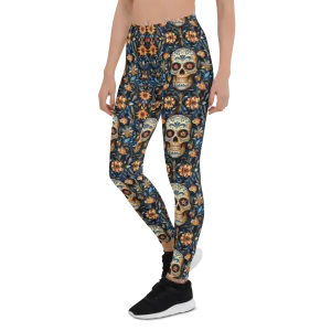 Festival Blue Sugar Skull Leggings