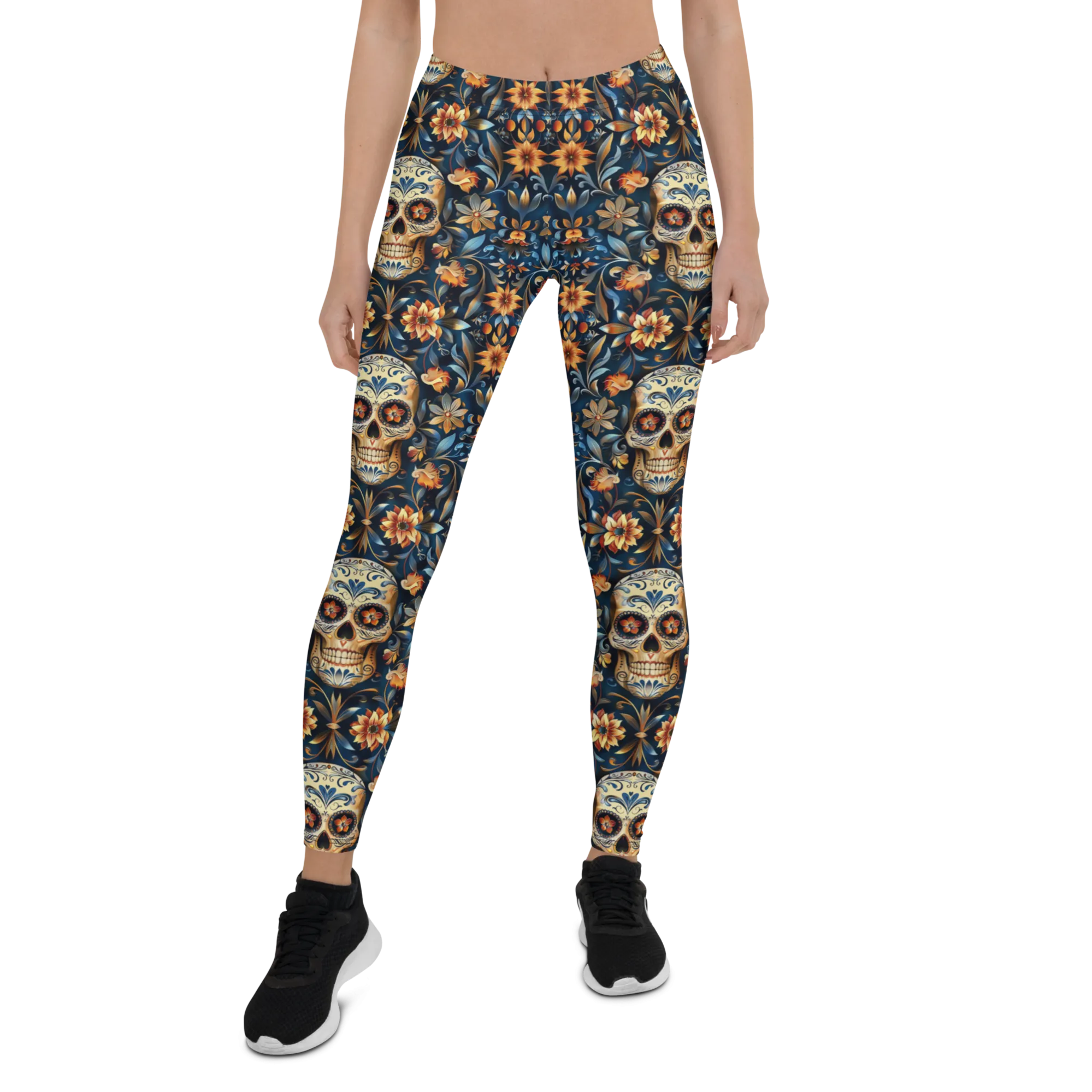 Festival Blue Sugar Skull Leggings