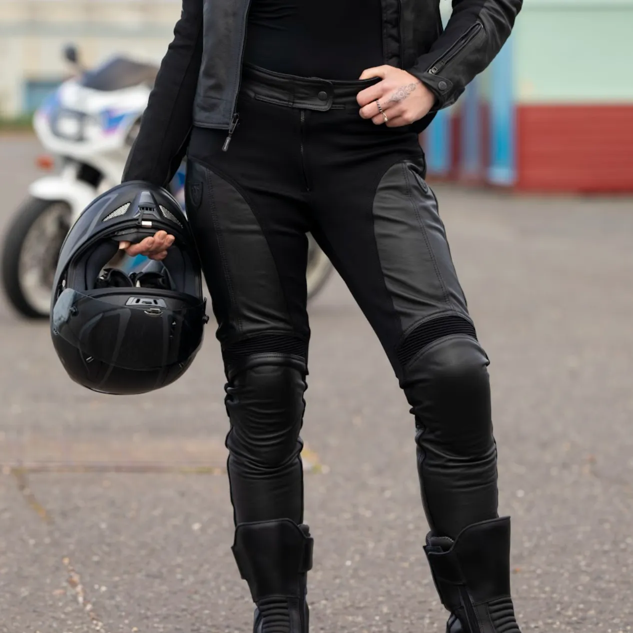 Fiona Black Leather Trousers