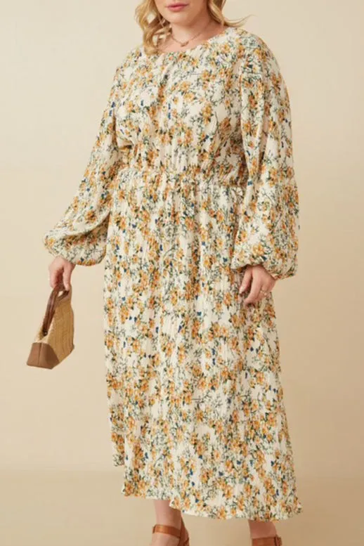 Flora Cream Floral Midi Dress