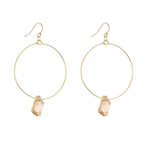 Gold Filled 18mm Golden Shadow Crystal Hoop Earrings