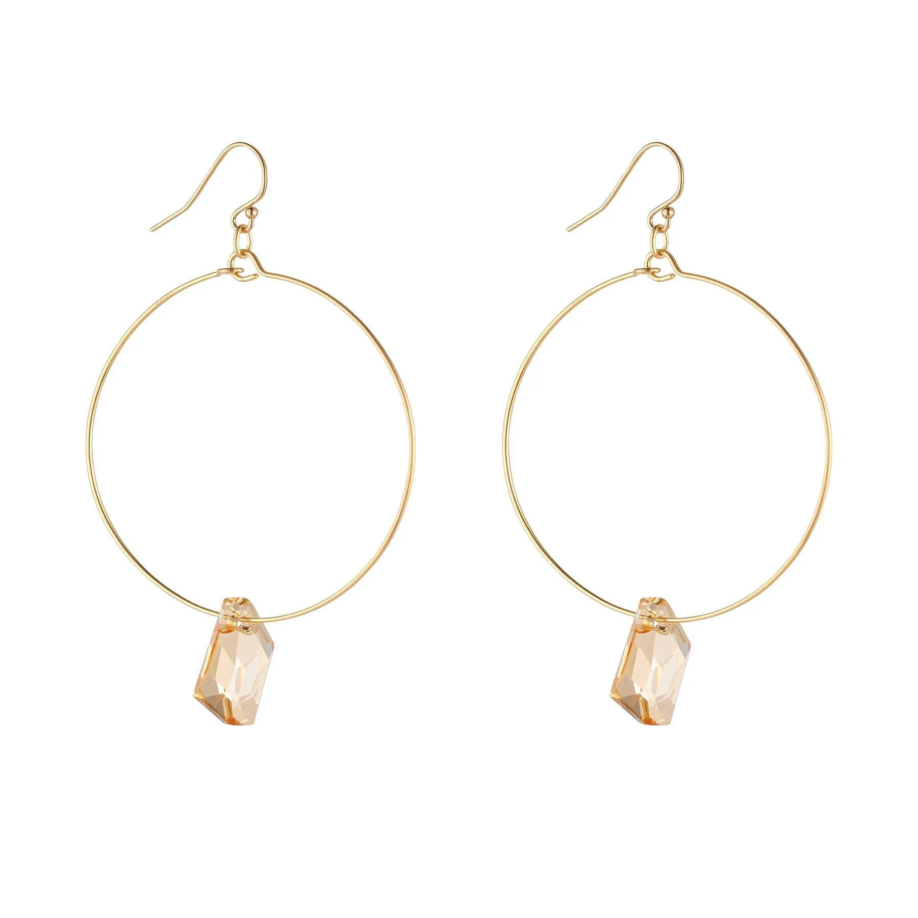 Gold Filled 18mm Golden Shadow Crystal Hoop Earrings