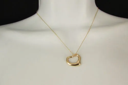 Gold Silver Metal Chain Mini Love Heart Pendant Necklace