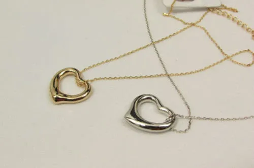 Gold Silver Metal Chain Mini Love Heart Pendant Necklace