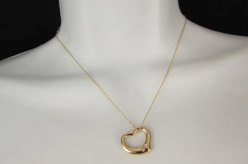 Gold Silver Metal Chain Mini Love Heart Pendant Necklace