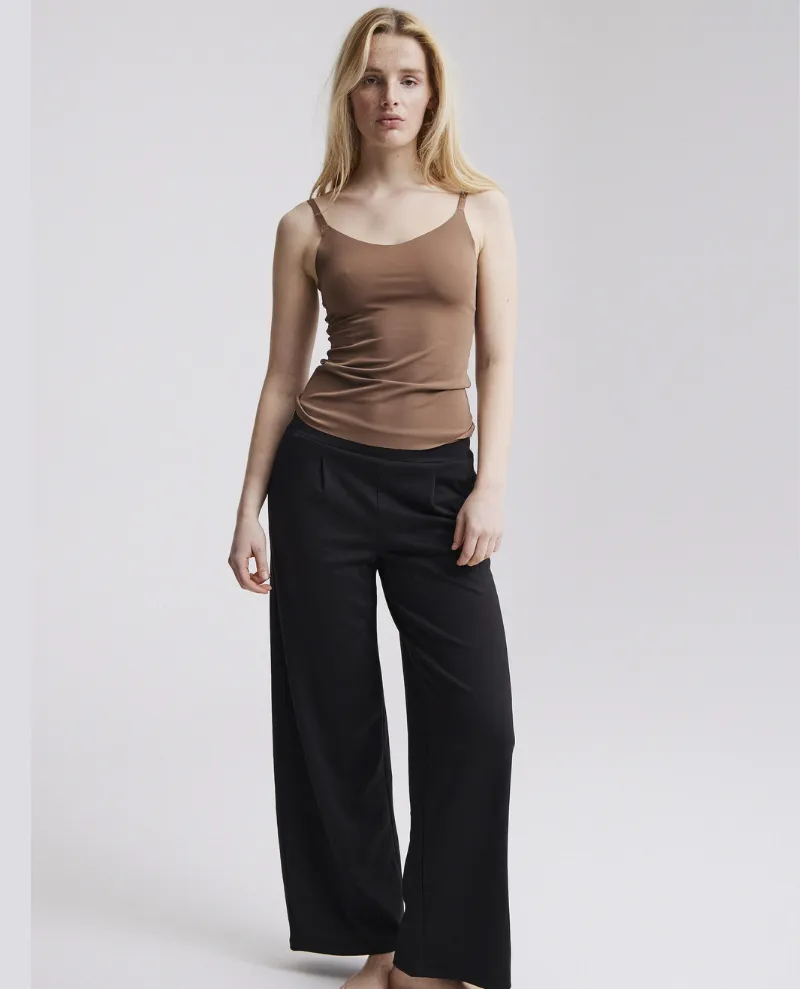 Ichi Kate Black Long Wide Leg Trousers