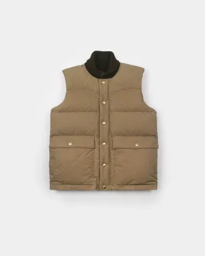 Italian Vest – Dry Wax Cotton - Golden Khaki & Brown