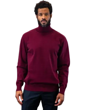 Lavane Burgundy Men's Turtleneck Sweaters Light Blend Regular-Fit