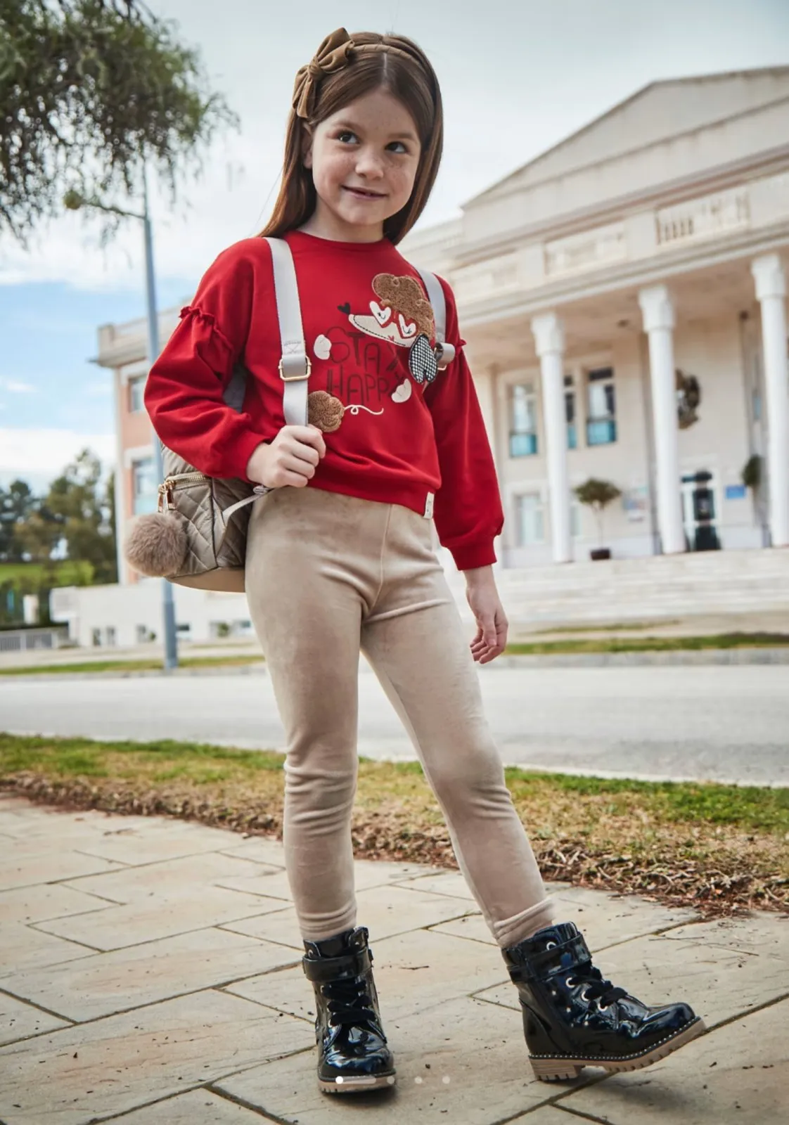 Mayoral Girls Sepia Velvet Leggings