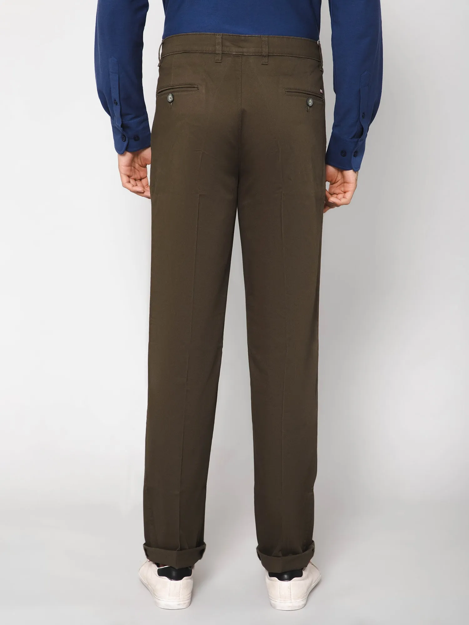 Men's Casual Pleated front Olive Green  Trousers