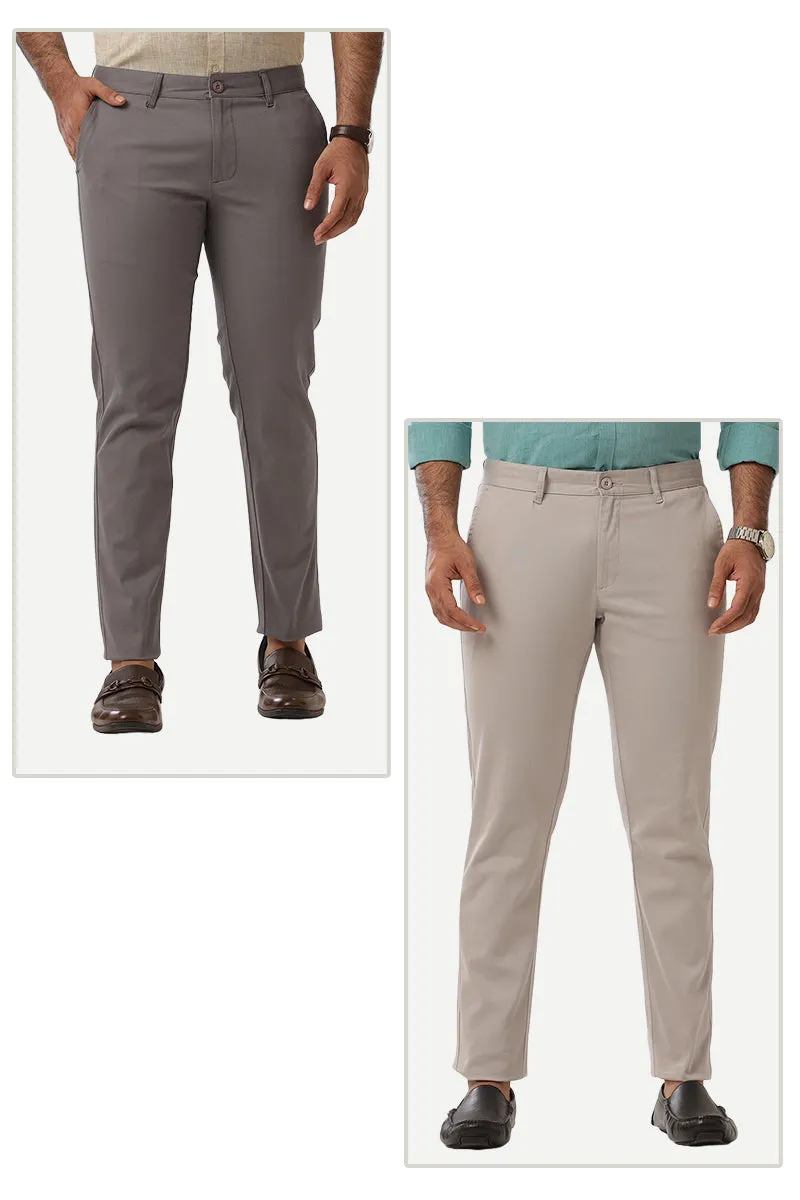 Monaco - Gray and Light Gray Pack of 2 Trousers For Men | Ariser