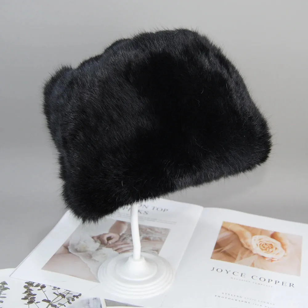 New Fashion Warm Beanies Cap For Winter Warm Natural Fur Cap Headgear