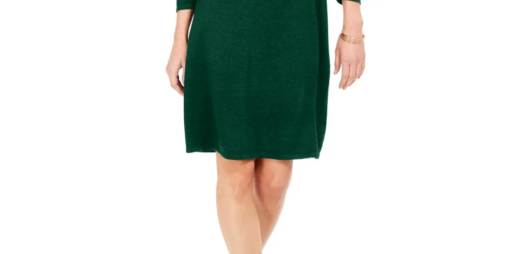 Nine West Women's Cowlneck Sweater Dress Green Size Large