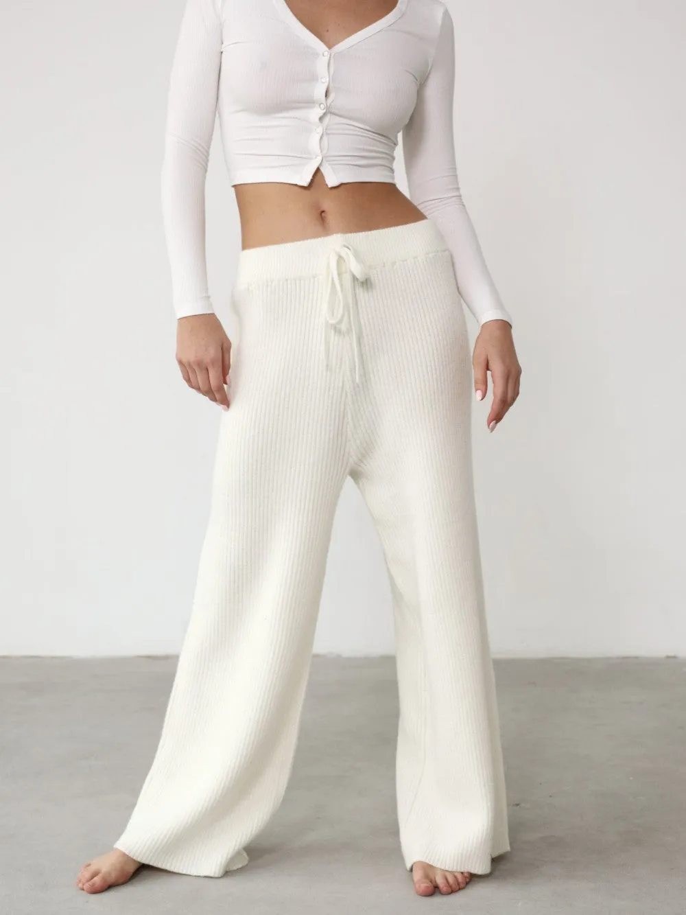 Organic Thermal Knit Wide Leg Pant