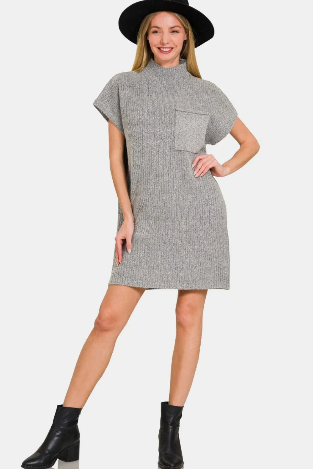 Picadilly Sweater Mini Dress in Grey