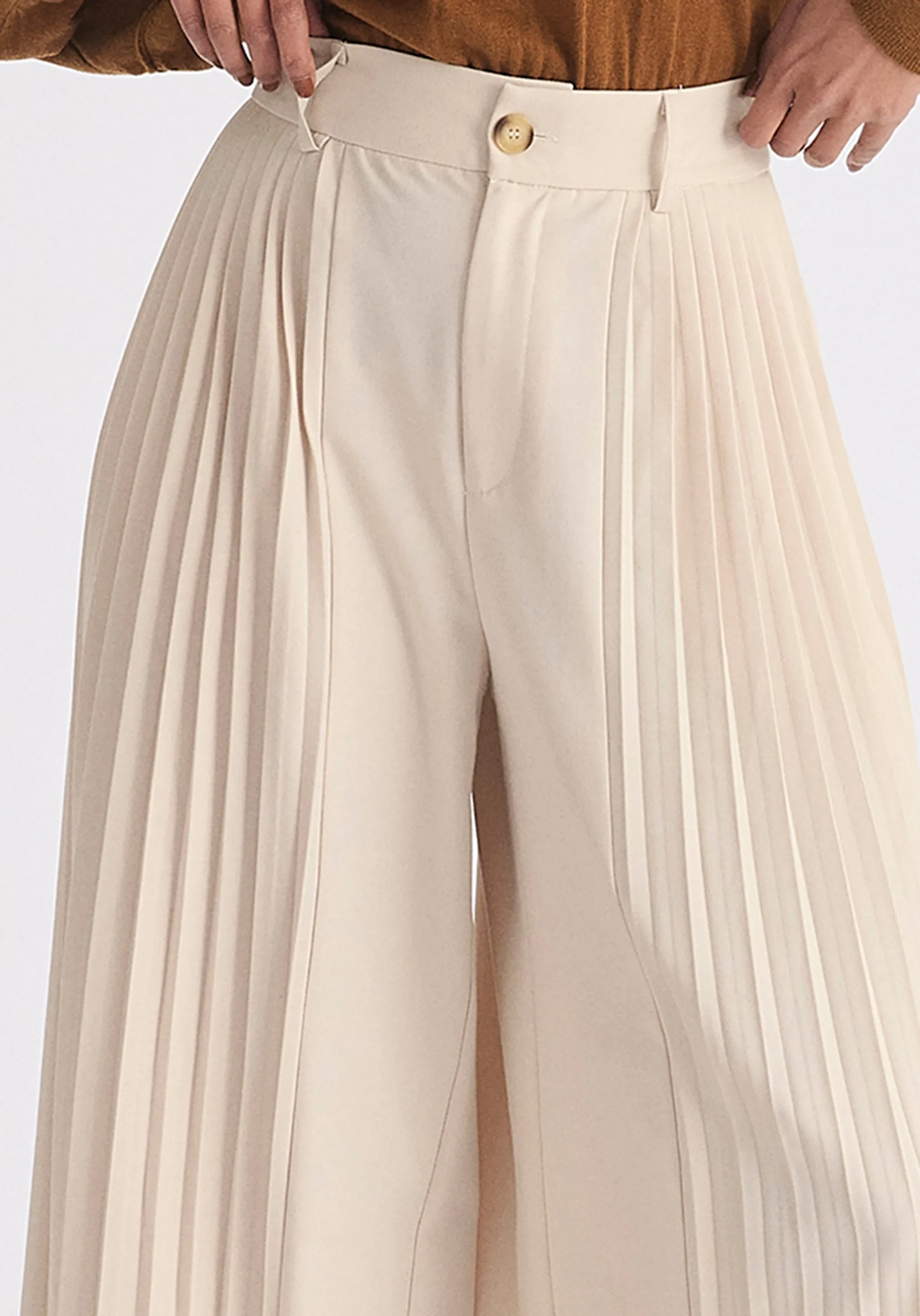 Pleated Wide Leg Trousers