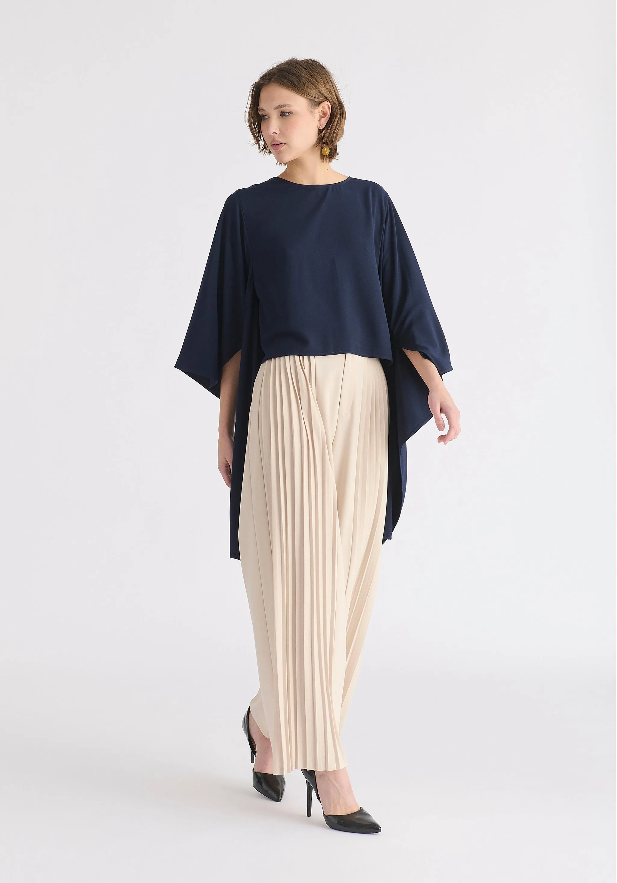 Pleated Wide Leg Trousers