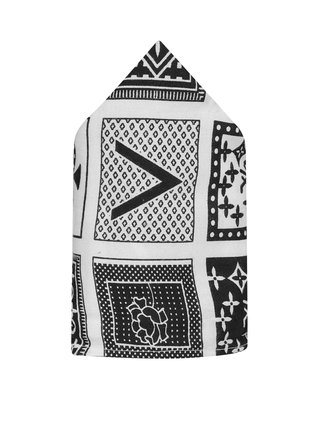 Pocket square for black suit,  Black & White abstract design pocket square