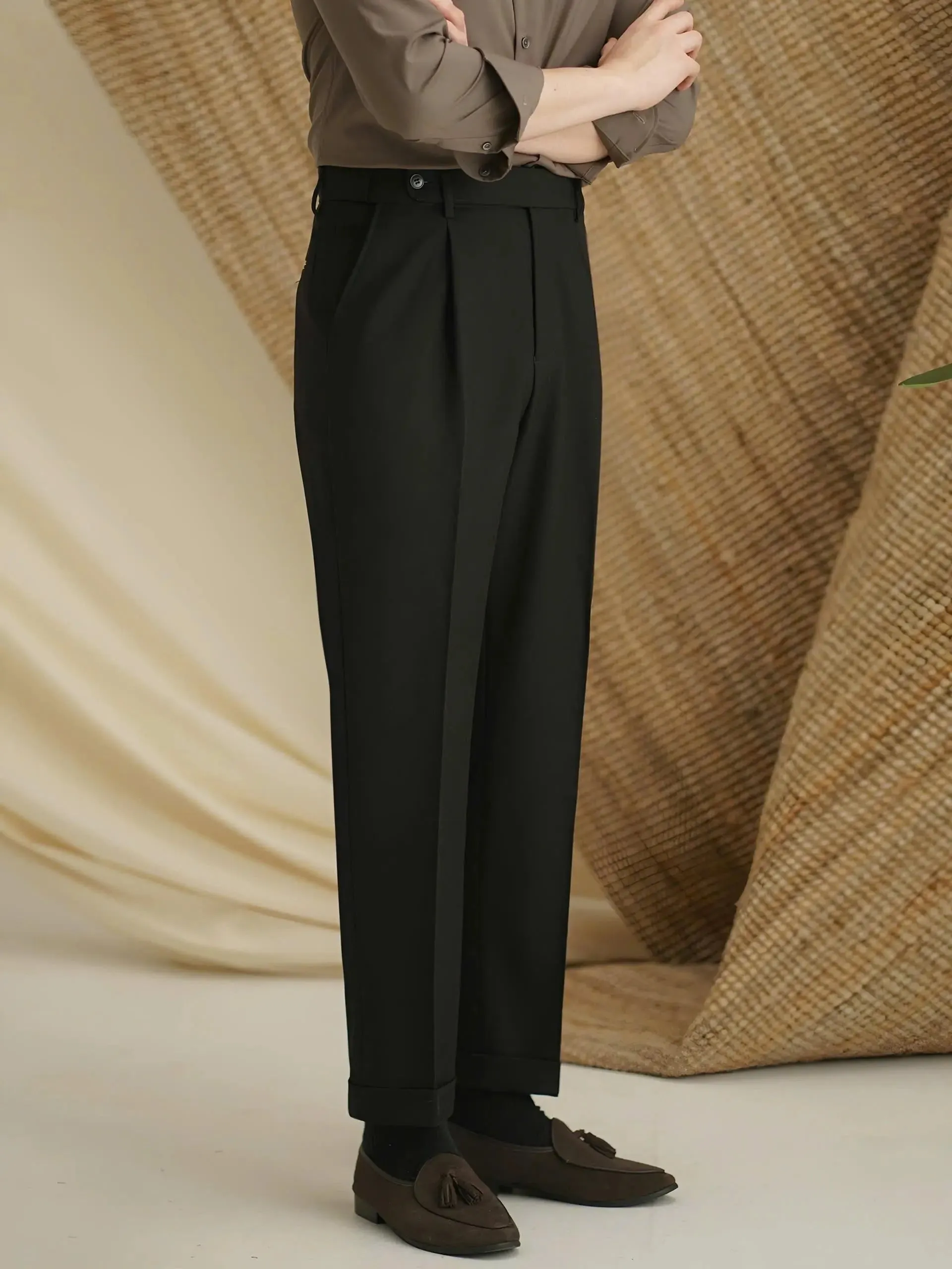 Premium Classic Elastic Trousers - Cross & Crown