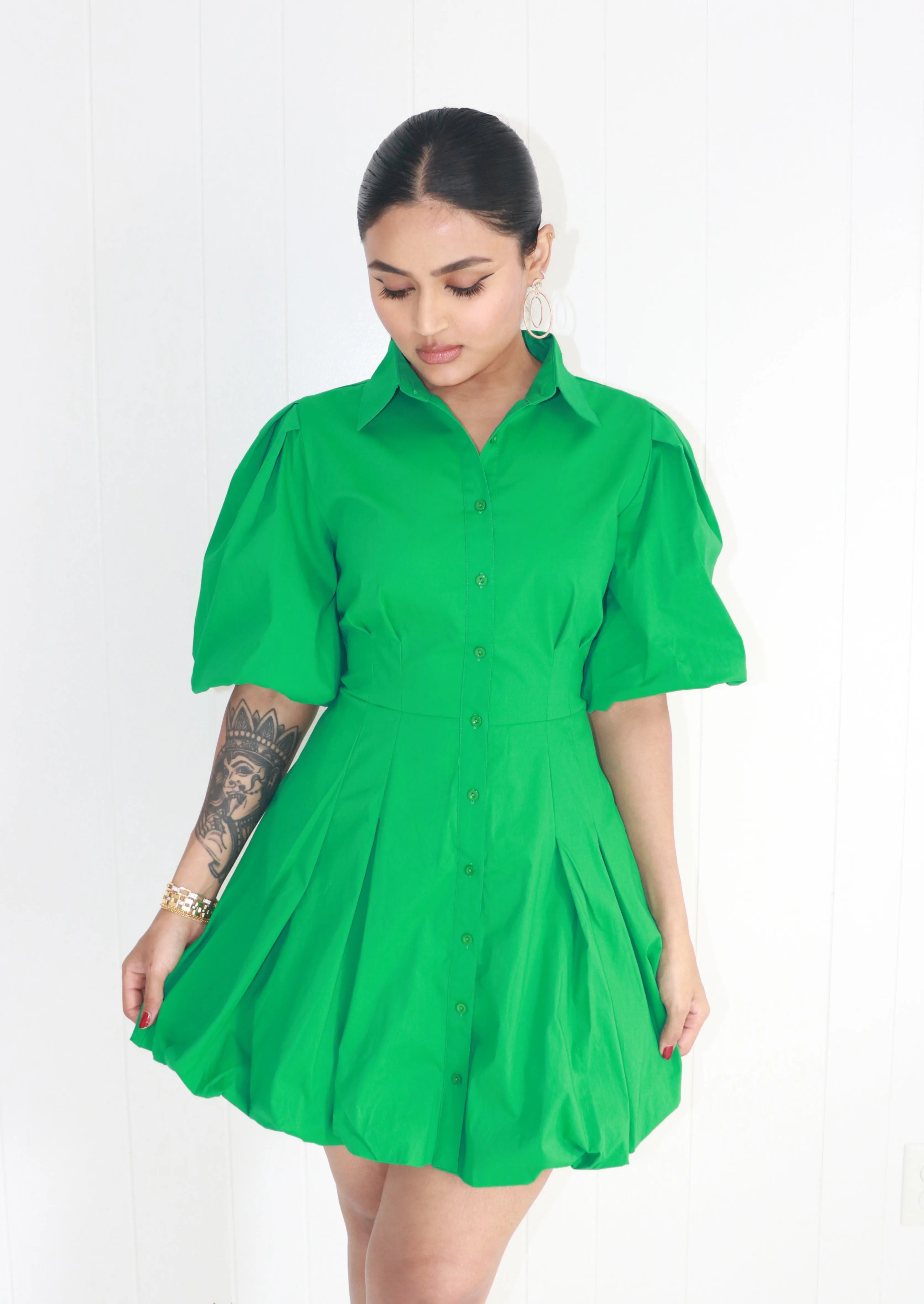 Remi Puff Sleeve Button Up Dress