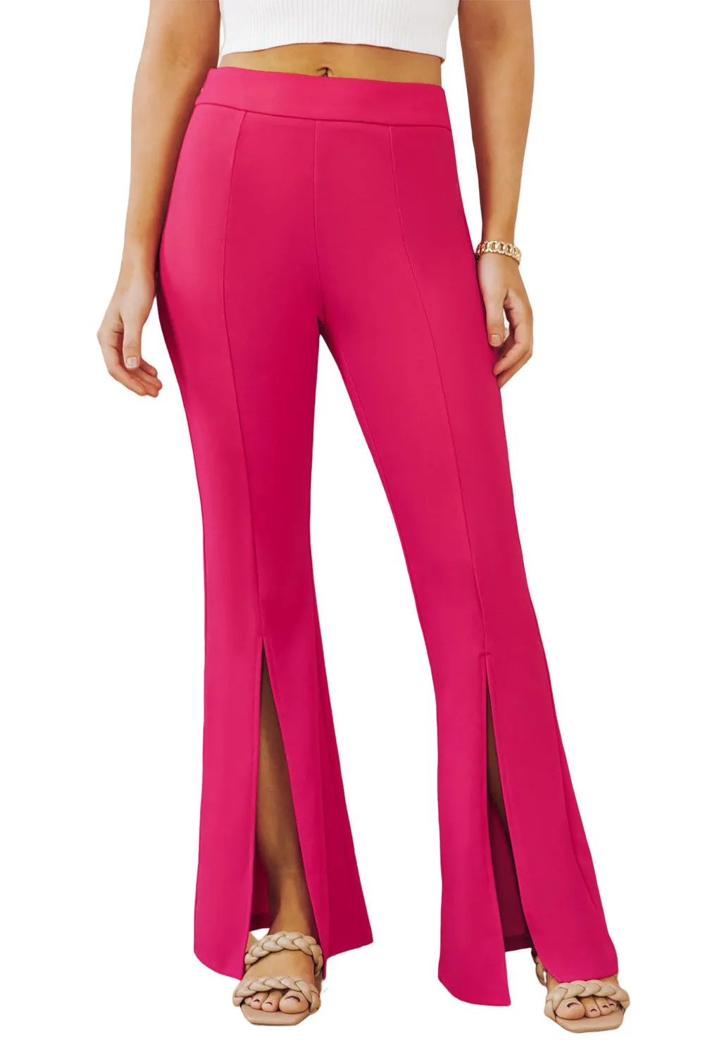 Rose Split Hem High Waist Pants