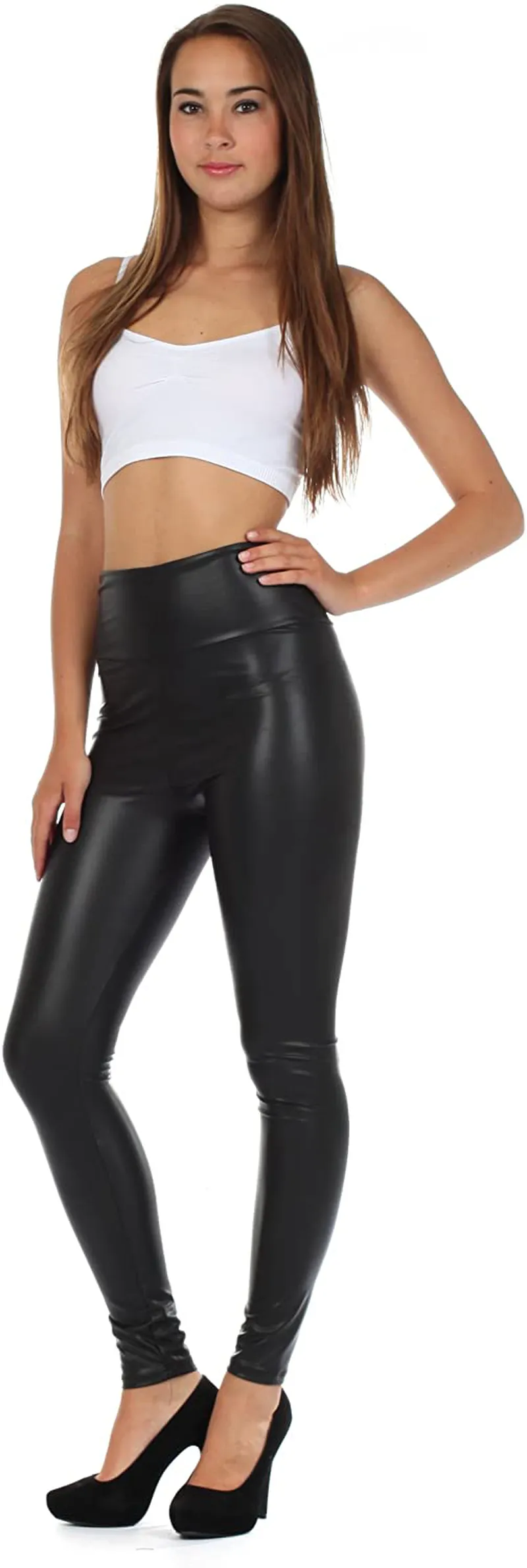 Sakkas Matte Liquid High Waist Stretch Leggings - Made in USA