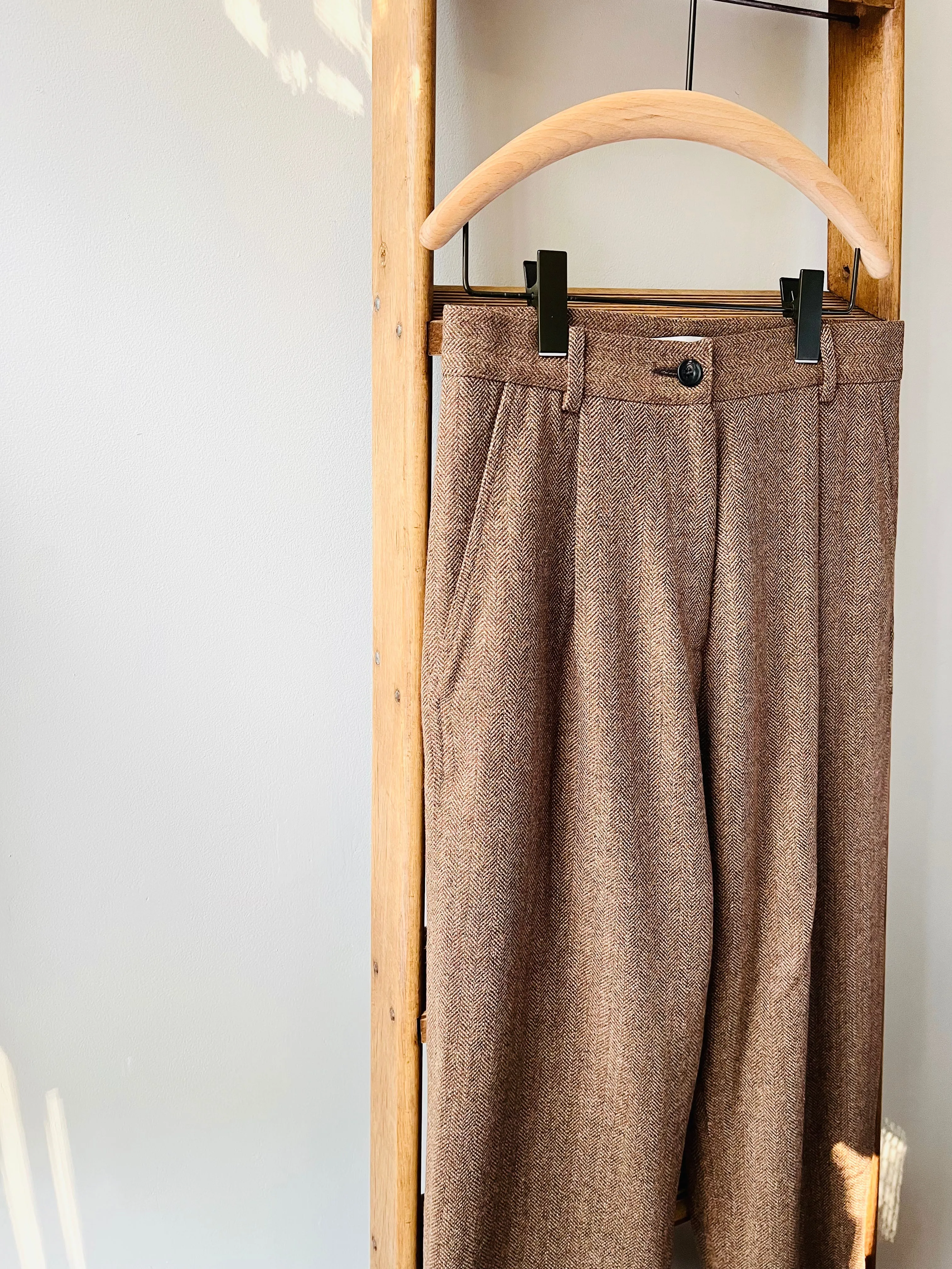 Scottish Merino Wool Trouser / Brown Herringbone