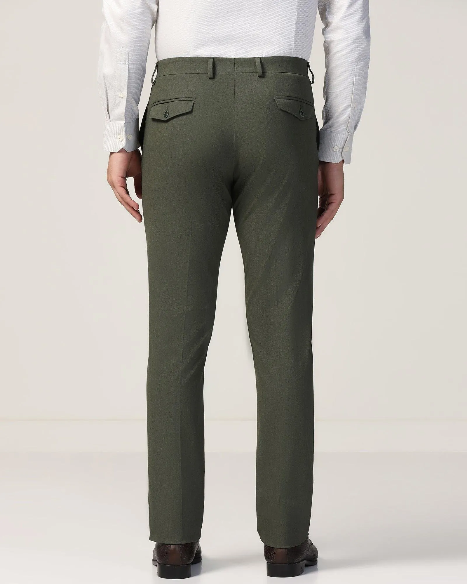 Slim Fit B-91 Formal Olive Solid Trouser - Jonny