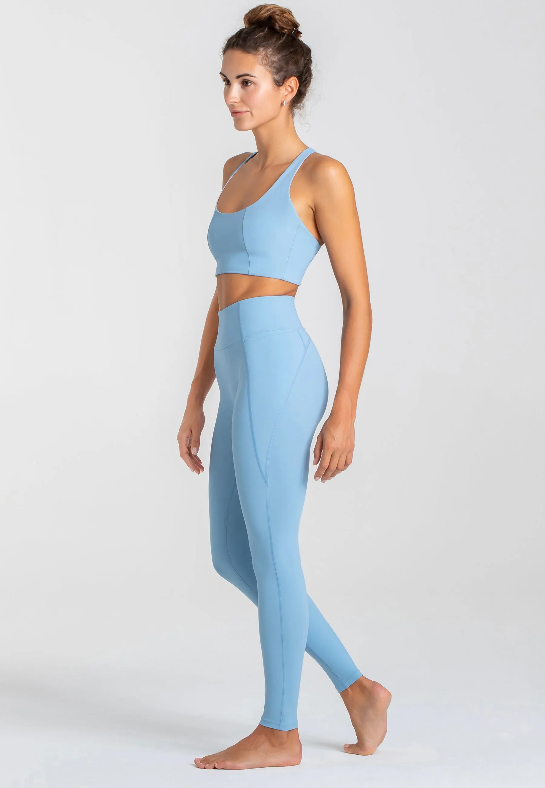 Stretch Leggings mit hohem Bund - Dusty Baby Blue