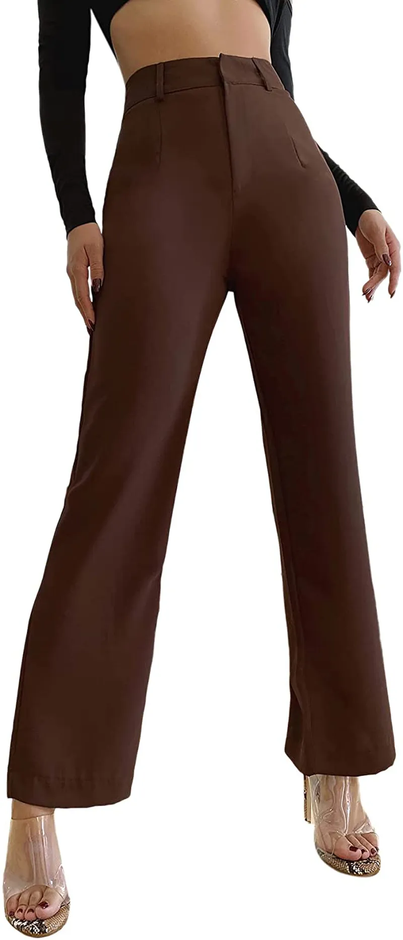 SweatyRocks Women's Elegant High Waist Solid Long Pants Office Trousers