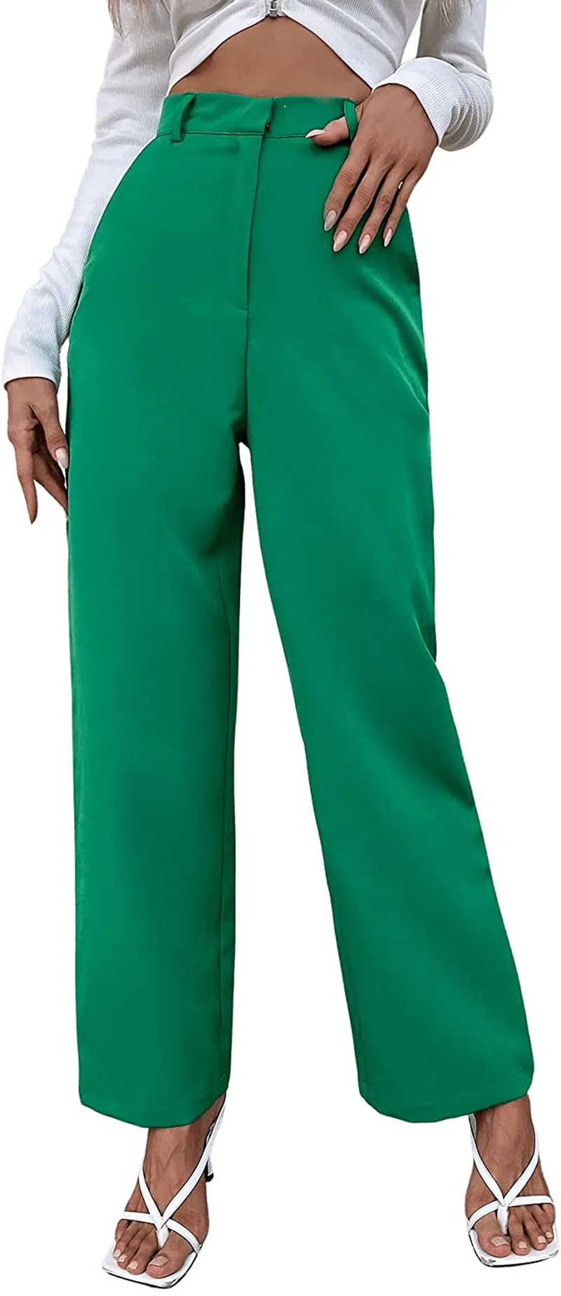 SweatyRocks Women's Elegant High Waist Solid Long Pants Office Trousers