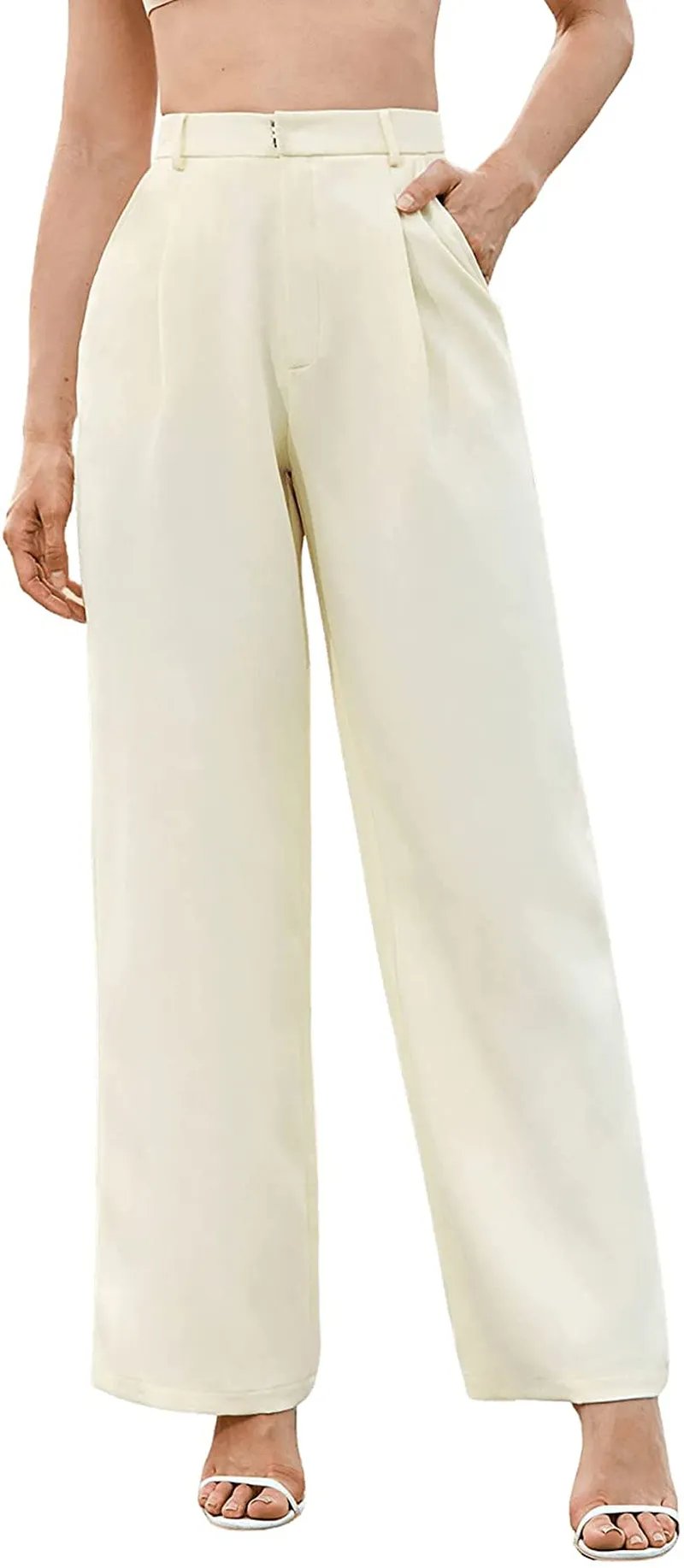 SweatyRocks Women's Elegant High Waist Solid Long Pants Office Trousers