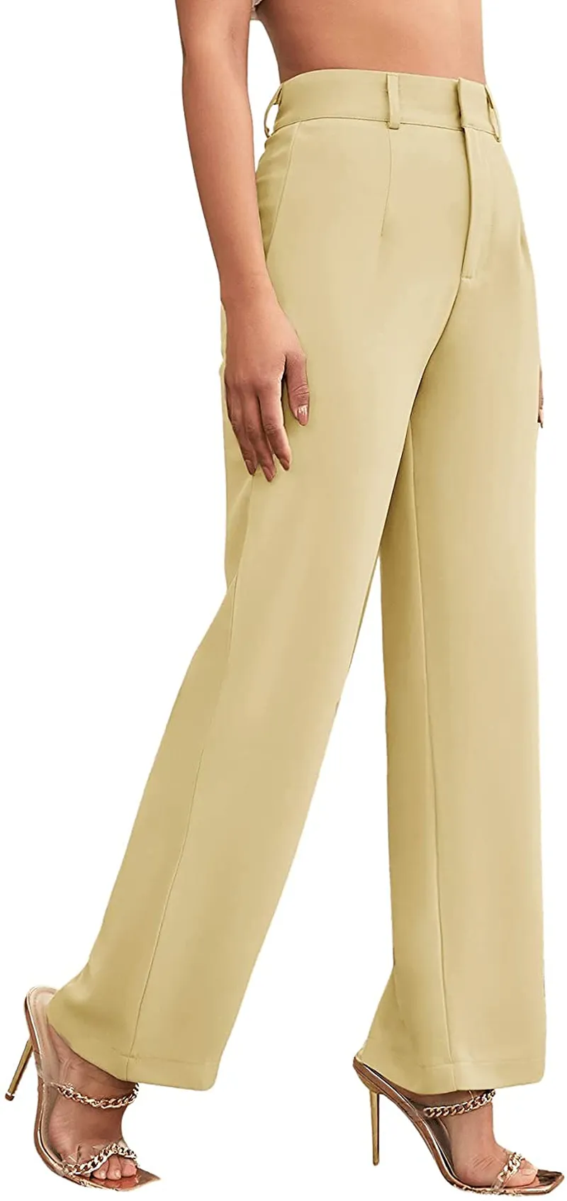 SweatyRocks Women's Elegant High Waist Solid Long Pants Office Trousers