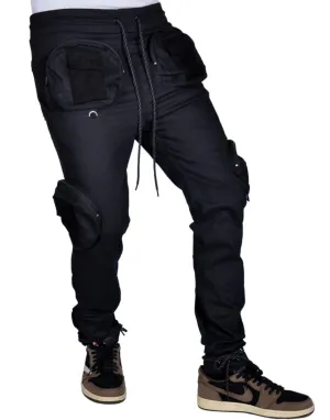 THC Soul Round Pocket Cargo Pants Joggers (Black)