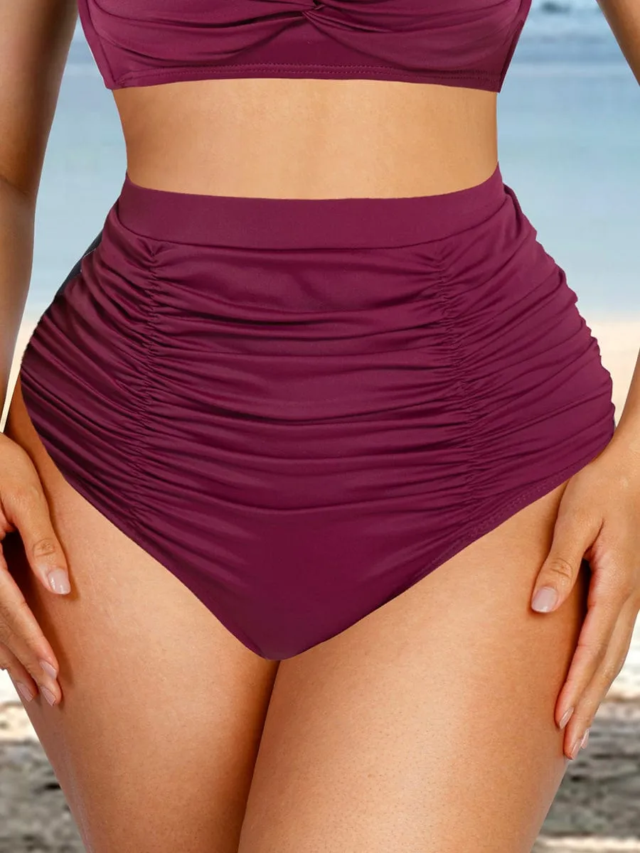 Wholesale High Waist Abdominal Pleating Swimming Pants