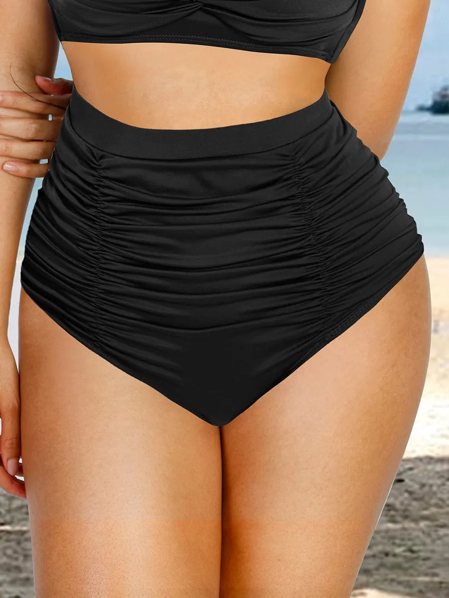 Wholesale High Waist Abdominal Pleating Swimming Pants