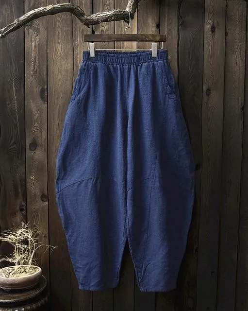 Wide Leg Linen Harem Pants | Zen