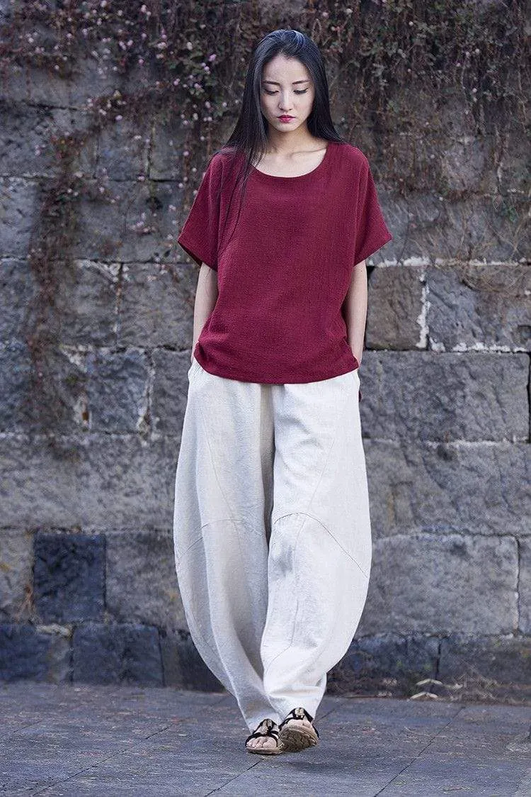 Wide Leg Linen Harem Pants | Zen