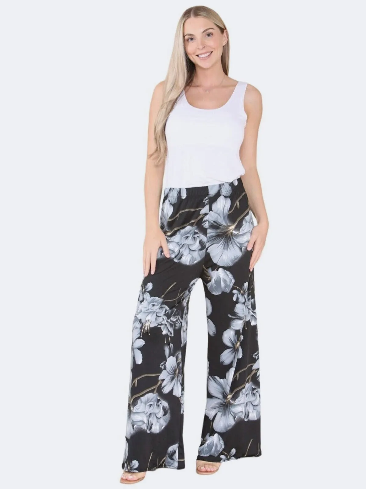 Women's Floral Paisley Print Wide Leg Palazzo Trousers